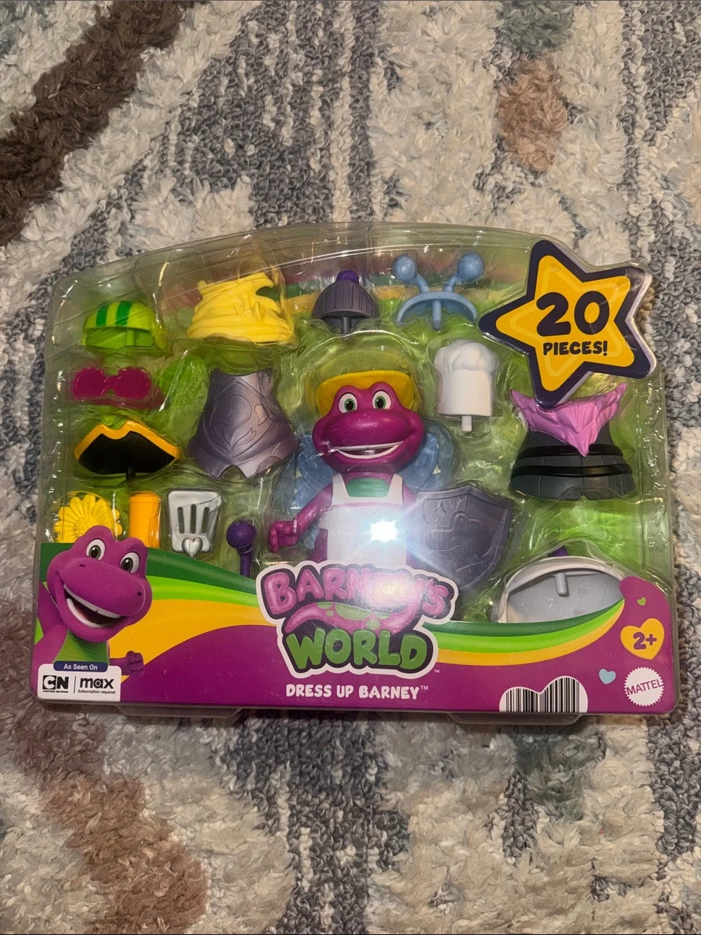 Mattel Barney Dress Up Figure with Purple Main Figure and Multicolor Accessories